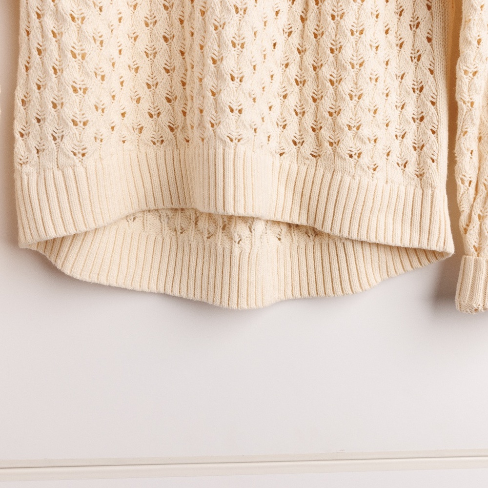 Loft Knitted Creme Colored Cotton Sweater - Picture 5 of 5